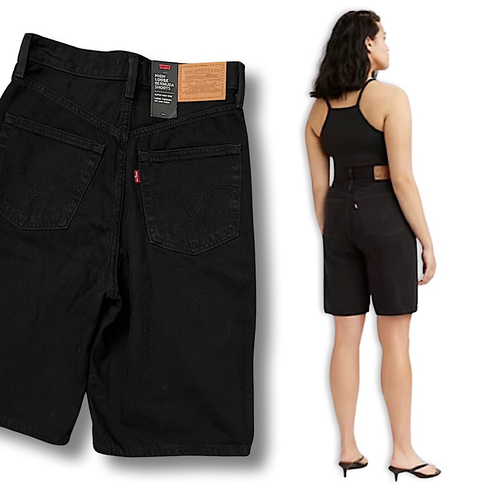 Levis Premium High Loose Bermuda Shorts Black